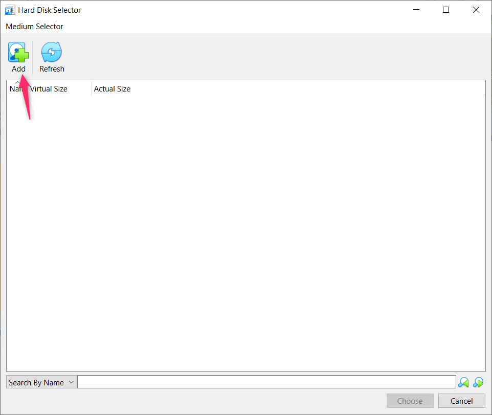 Hard Disk Selector Add Button