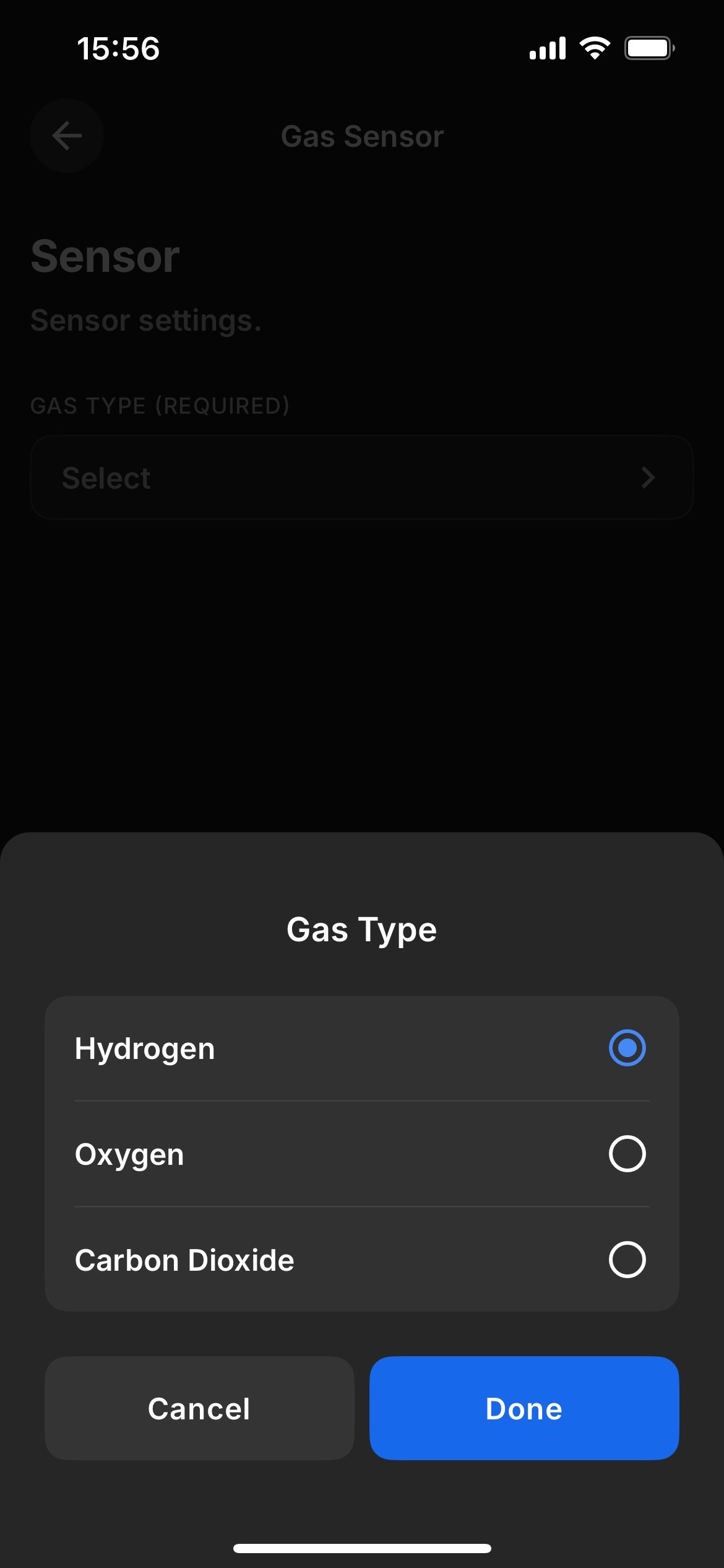 Select a gas type